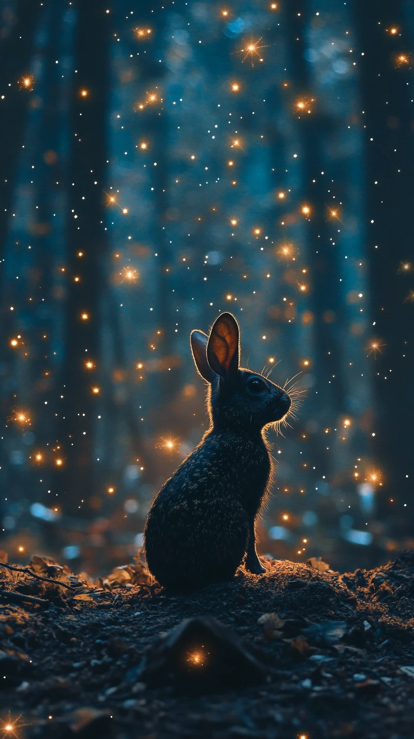 Small woodland animals lighting cozy homes with borrowed stars
