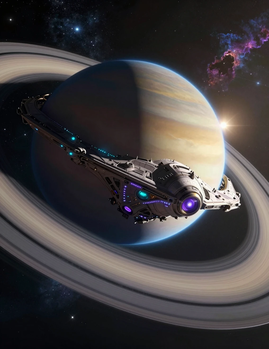 環状ガス巨星を周回する巨大エイリアン宇宙船
