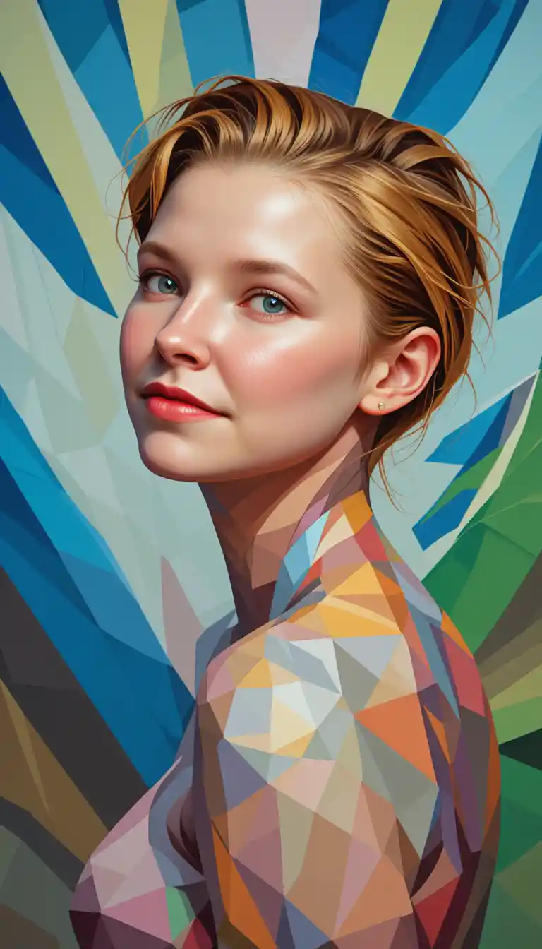 Sensual low poly portrait of a young woman