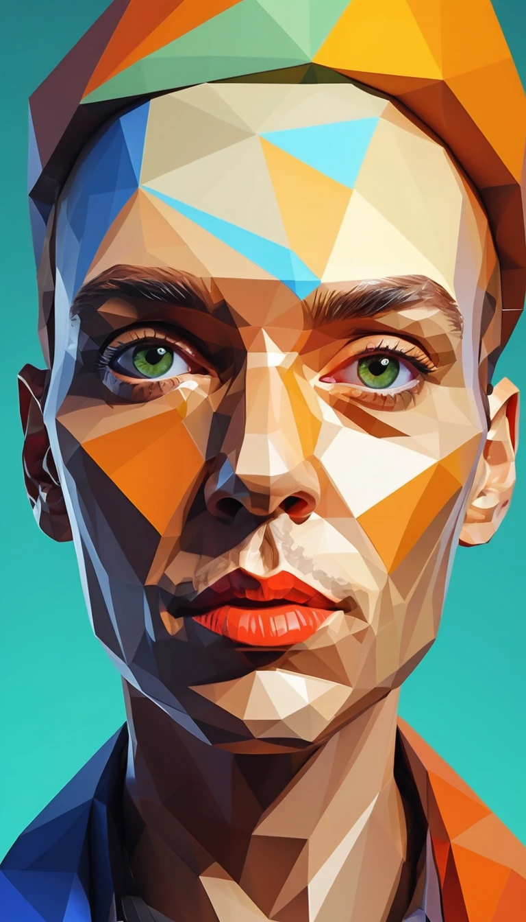 Sensual low poly portrait of a young woman