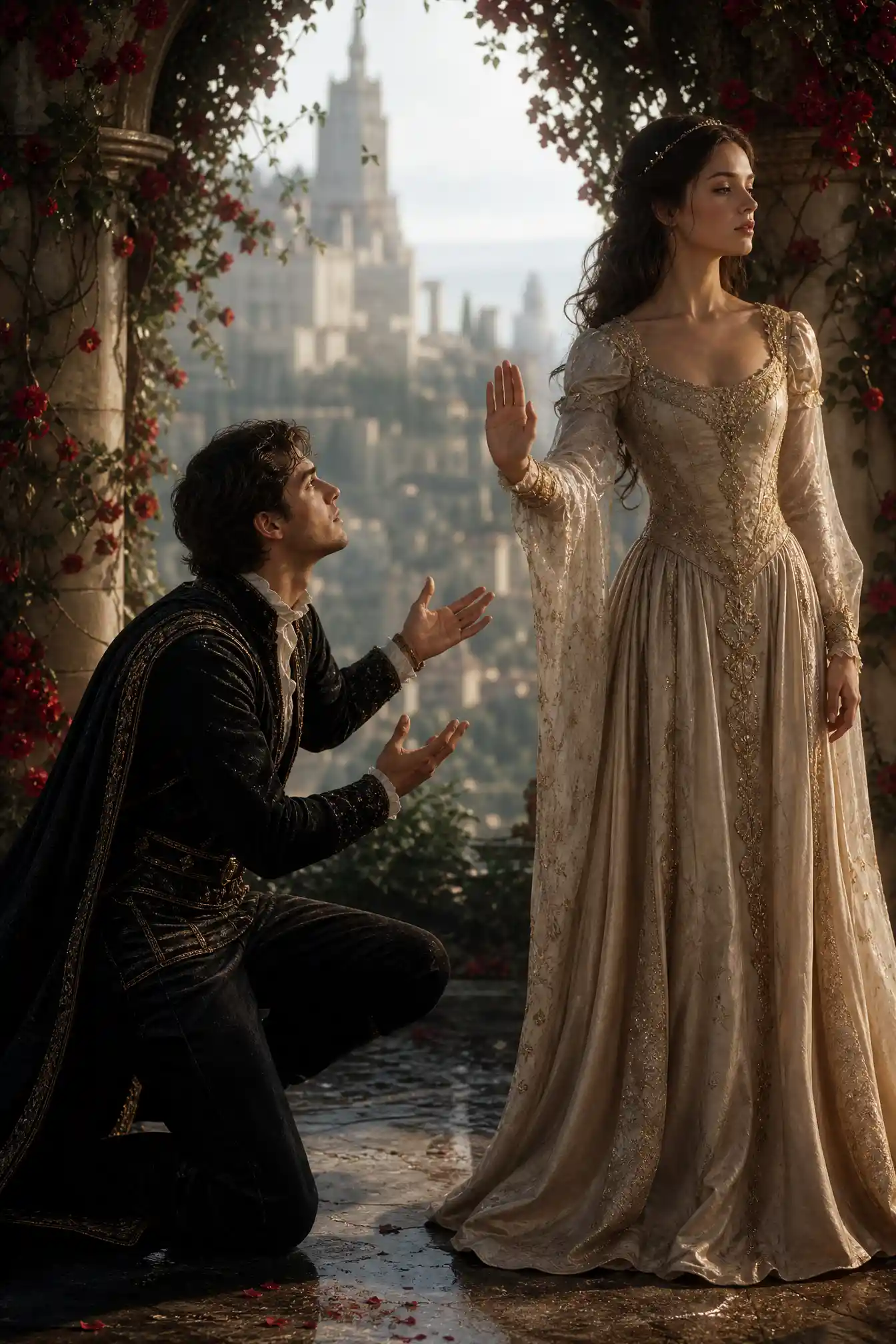 Romantic vow and flame captured in poetic visual form