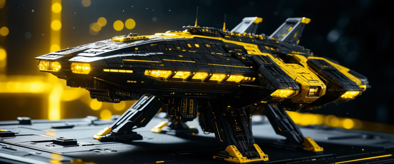 まばゆい深宇宙を航行する巨大SF戦艦
