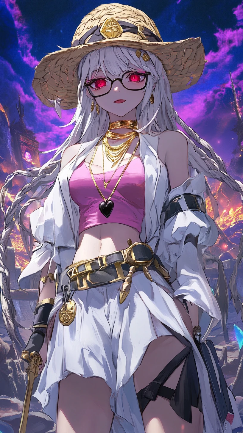 Colorido mundo de juego de fantasía con paisajes de anime neón