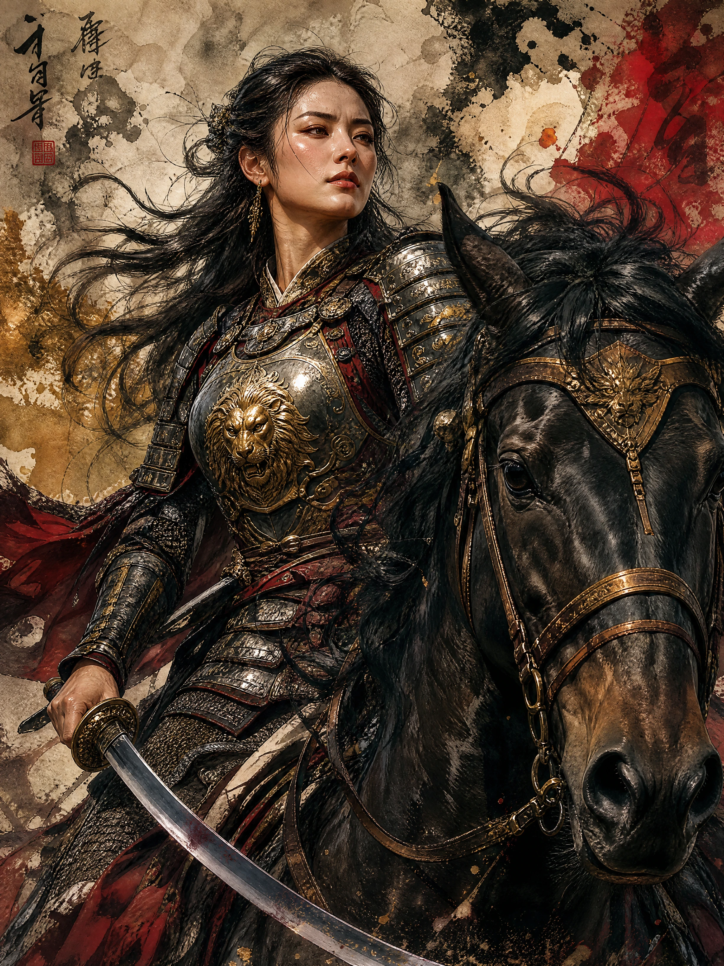 史詩級女戰士騎乘強大戰馬
