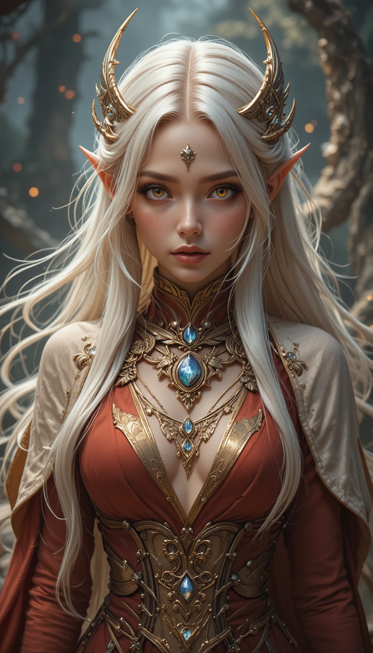 Mujer de anime de fantasía con cuernos con atuendo de Osamodas