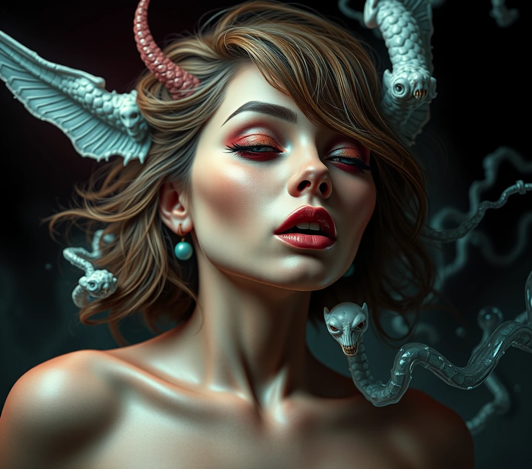 Paisaje onírico de pop surrealista con horror cómico y sensualidad