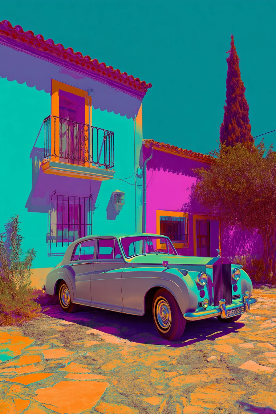 Luxury Rolls Royce Phantom In Colorful Spanish Coastal Village