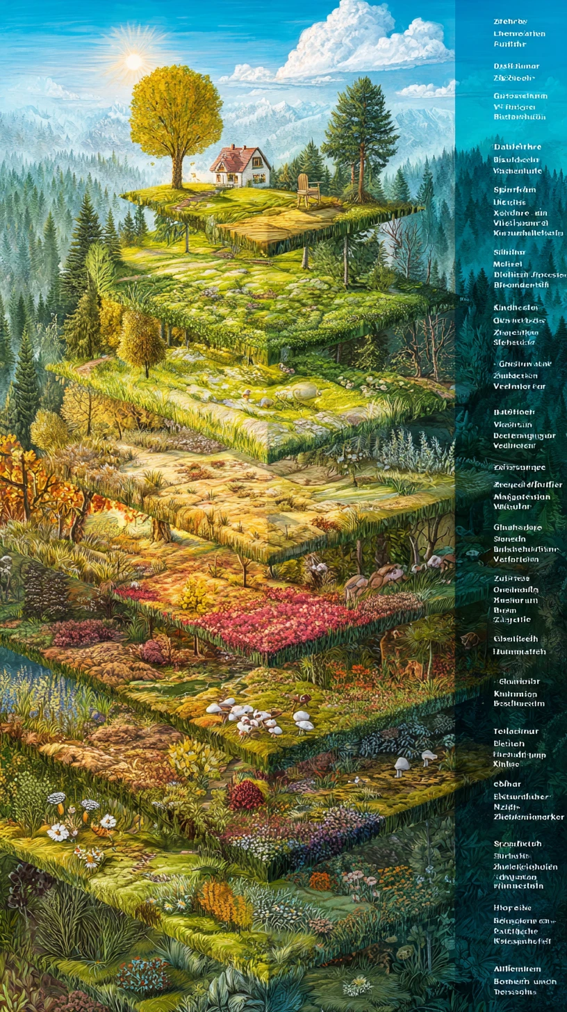 Lienzo panorámico 3D de la naturaleza a través de las cuatro estaciones