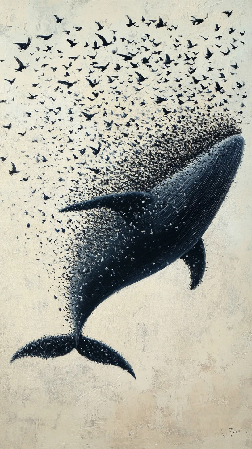 Ballena celestial formada por cientos de aves en vuelo
