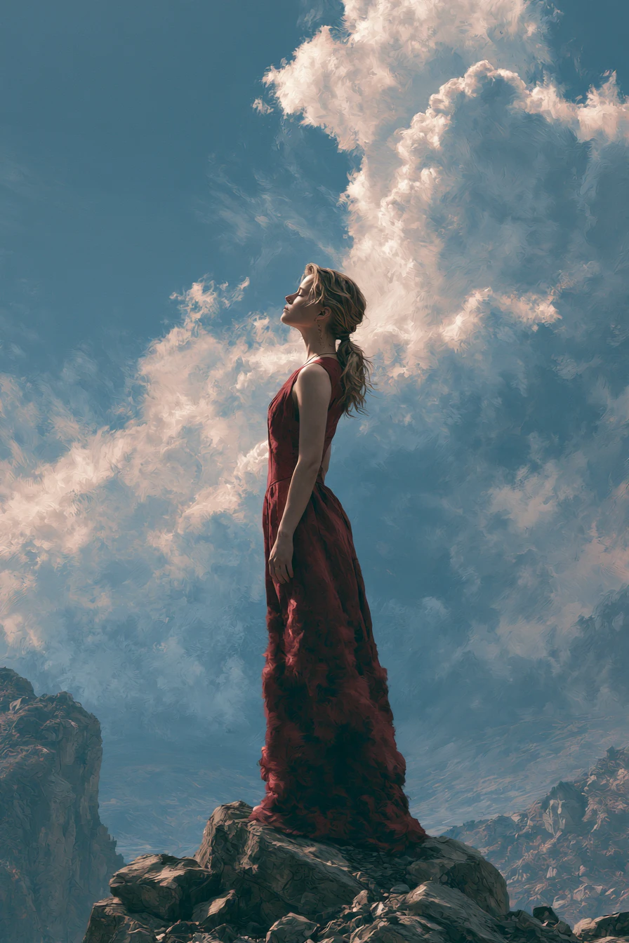 Retrato romántico en primer plano de una mujer en arte digital