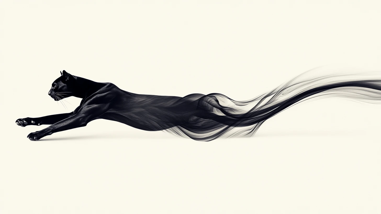 Black panther looped into a seamless abstract mobius form