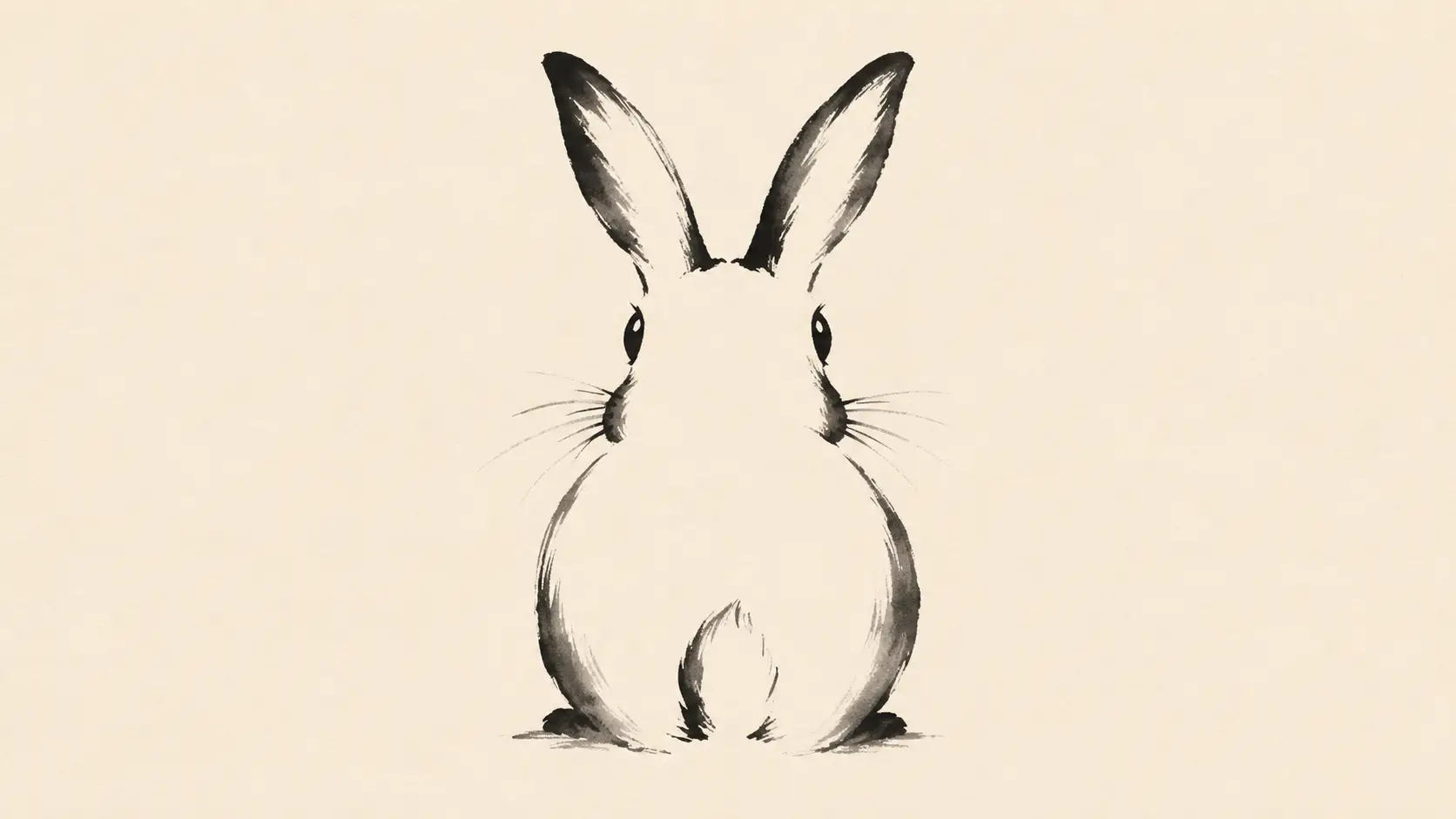 Minimalist rabbit illusion in simple brush illustration