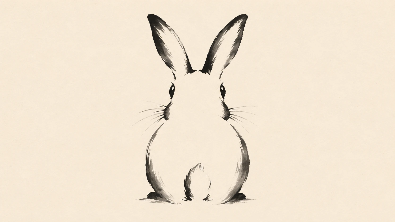 Ilusión minimalista de conejo en ilustración sencilla a pincel