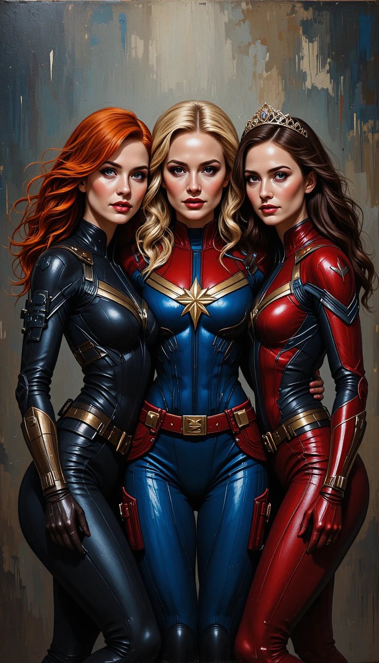 Tres mujeres heroicas en un dramático retrato al óleo