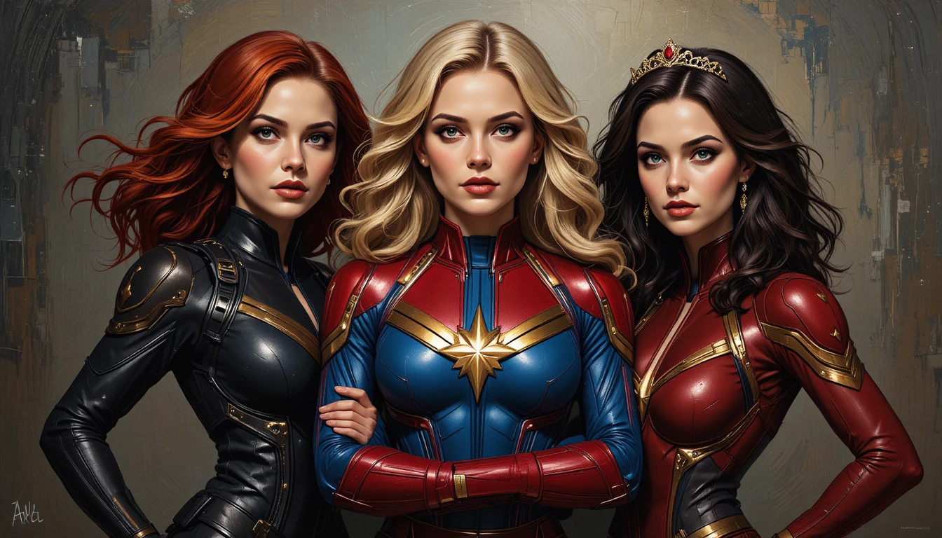 Tres mujeres heroicas en un dramático retrato al óleo