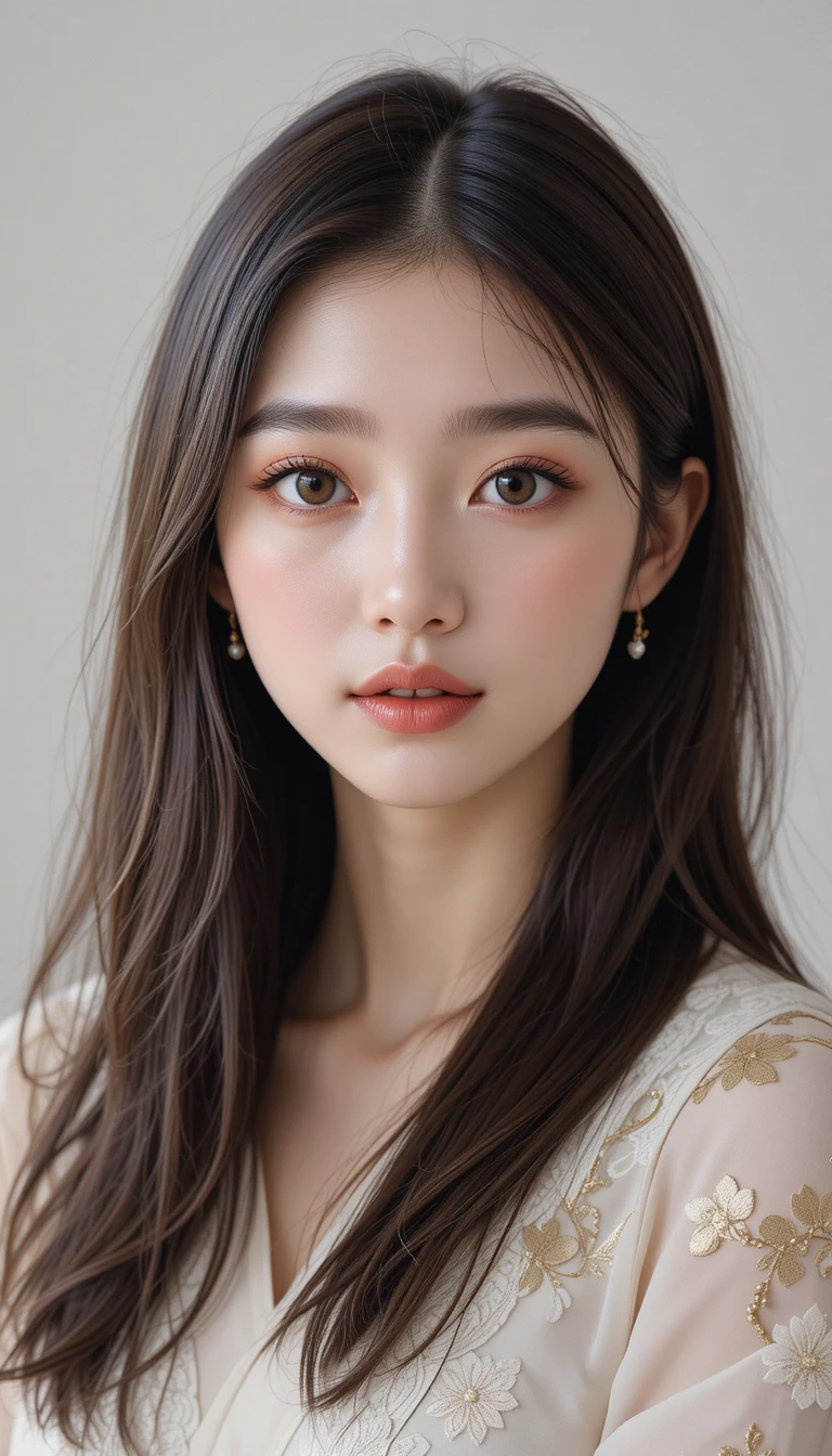 美しい若い日本人女性の穏やかなポートレート