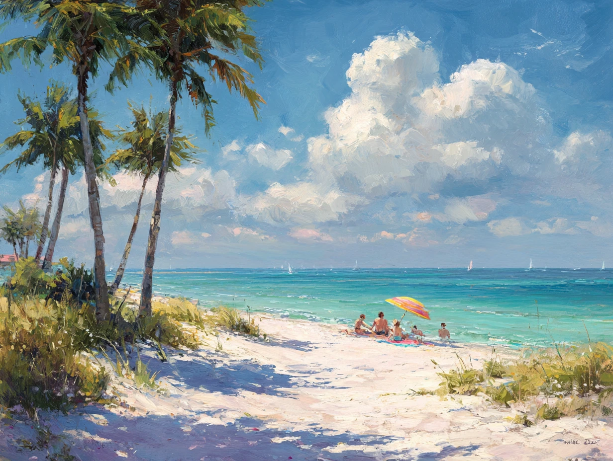 Friends relaxing together on a tranquil tropical beach