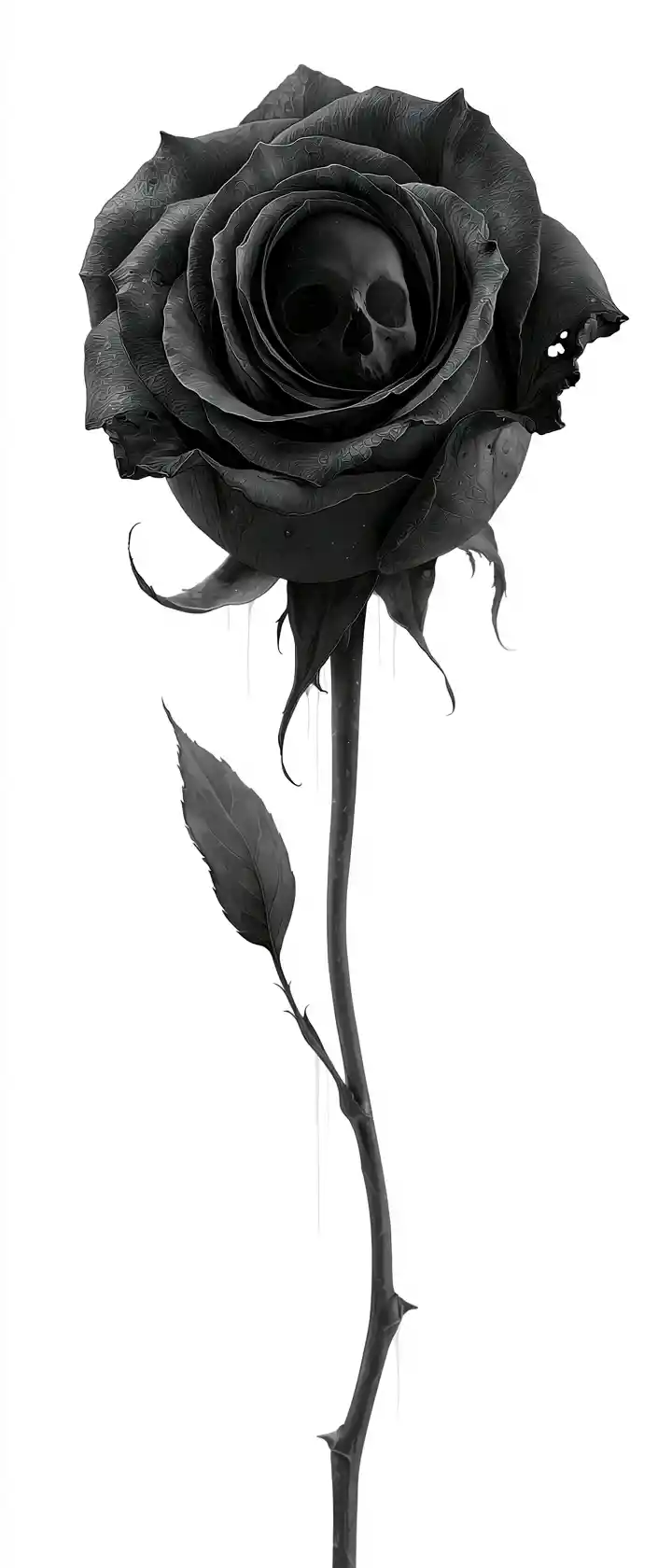 Rose avec une image de crâne discrète cachée dans ses pétales