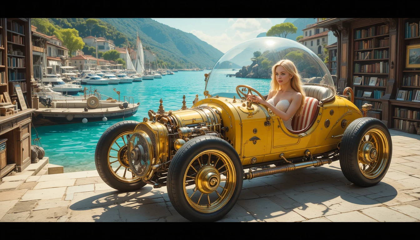 Auto steampunk vintage in una accogliente officina al chiuso