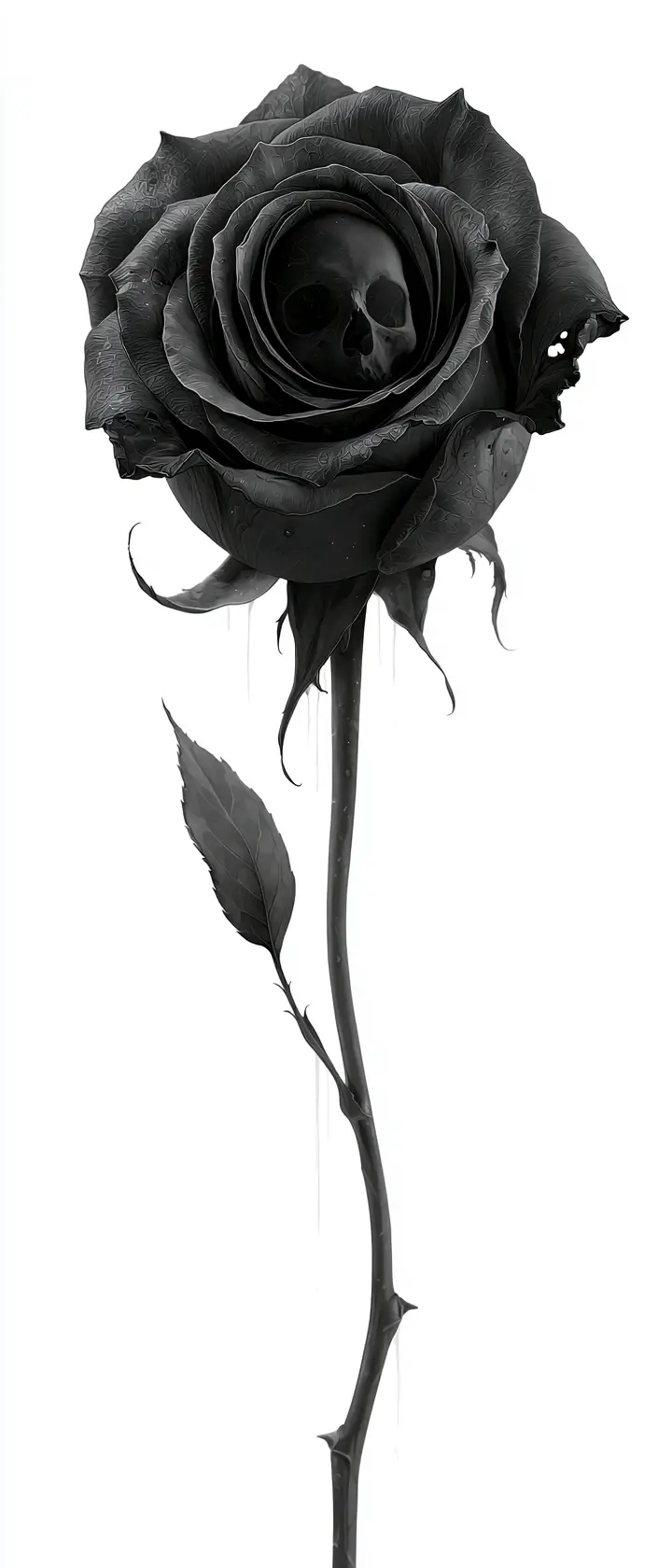 Rose avec une image de crâne discrète cachée dans ses pétales