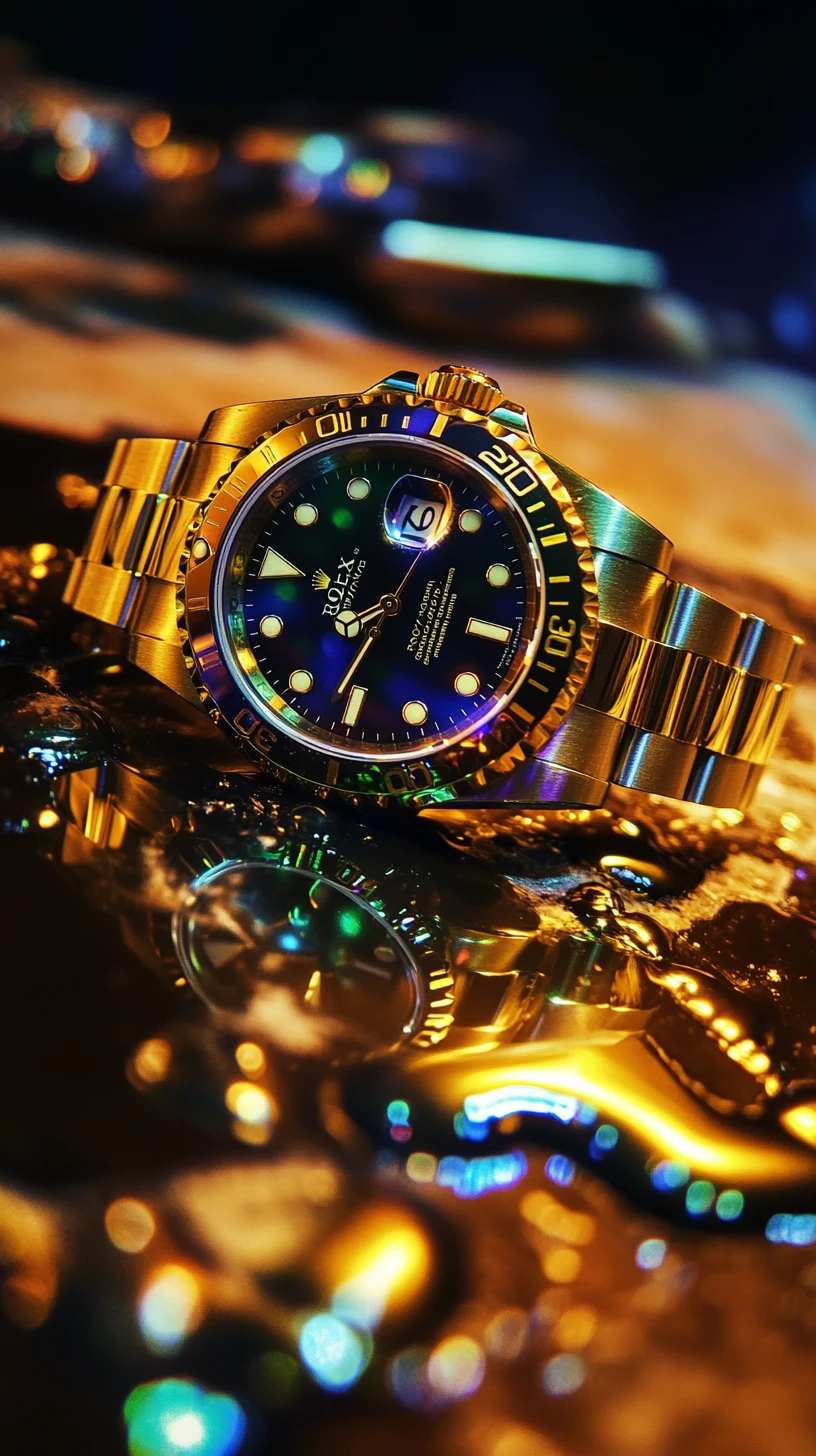 Reloj de oro de 18 quilates en un exuberante entorno tropical