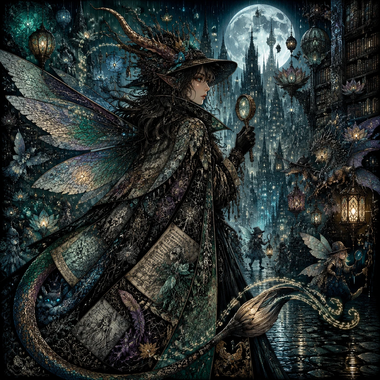 Detective fata-drago in una città fantasy bagnata dalla pioggia