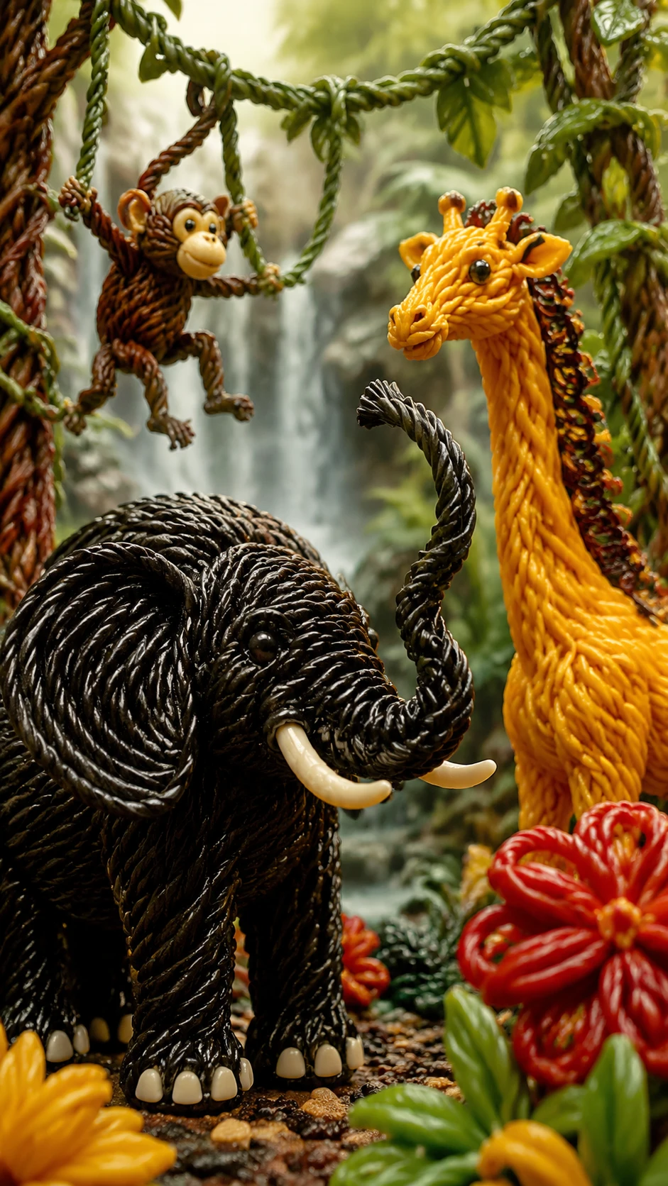 Animales de Regaliz Juguetones en un Mundo Fantástico y Colorido