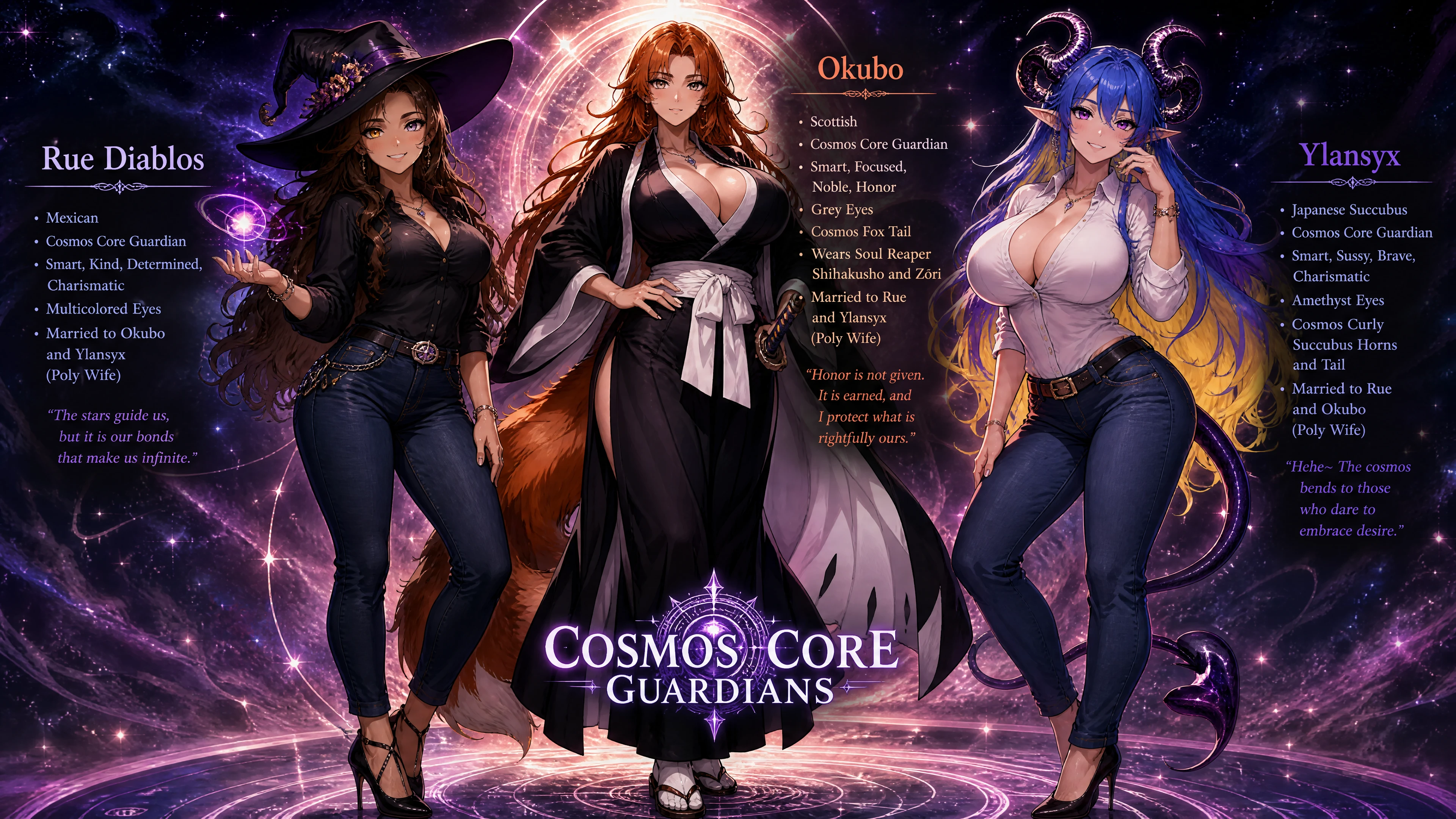 Mexican witch with cosmic aura in casual modern outfit