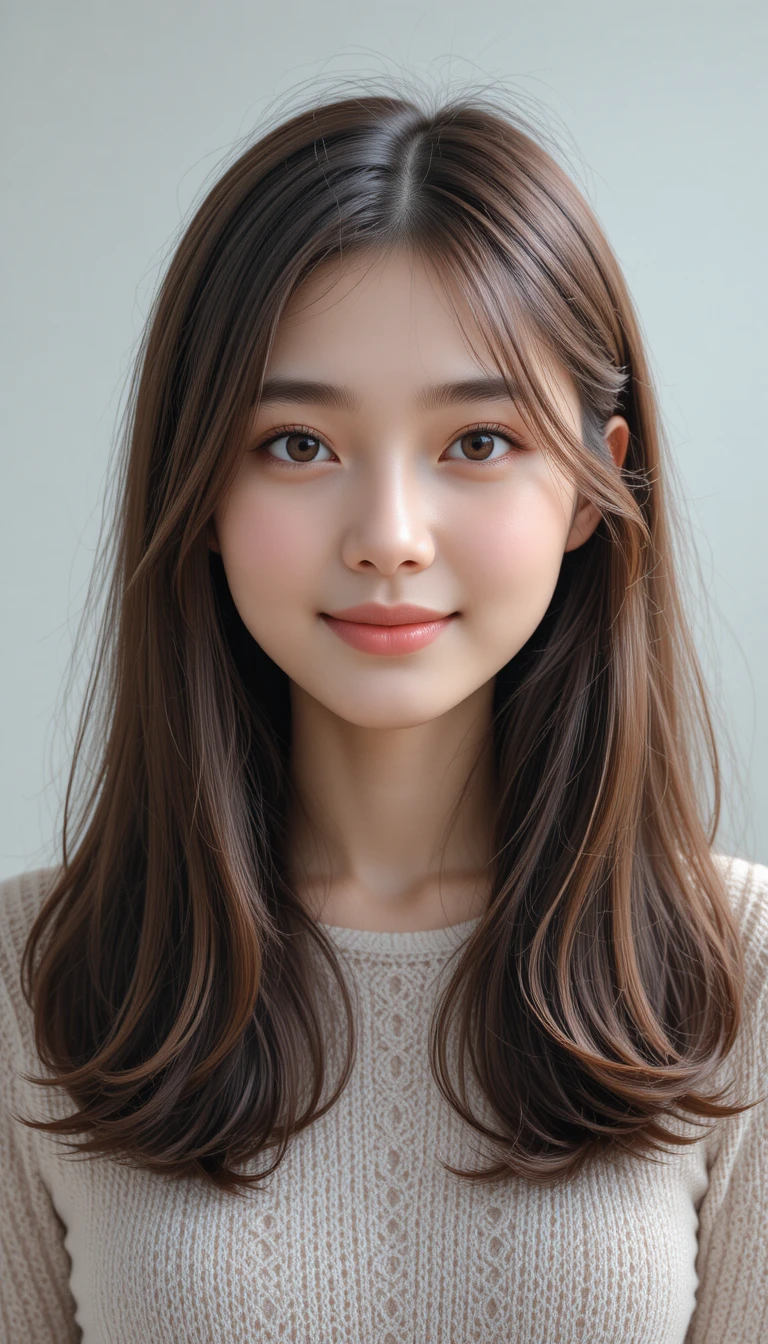 밝고 환한 미소를 짓는 쾌활한 일본인 소녀