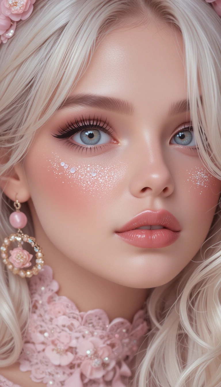 Retrato de belleza en primer plano en tonos pastel de una chica encantadora
