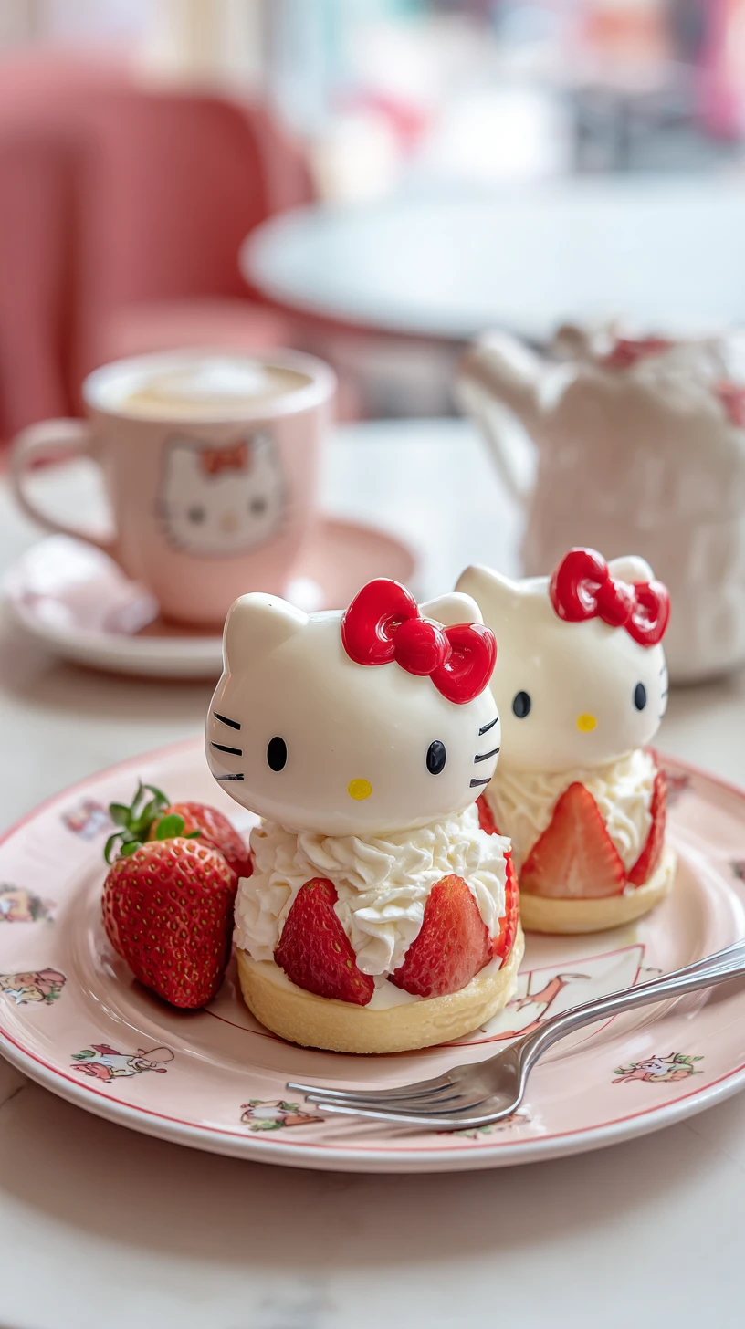 居心地のよいカフェで楽しむキュートないちごショートケーキカップ