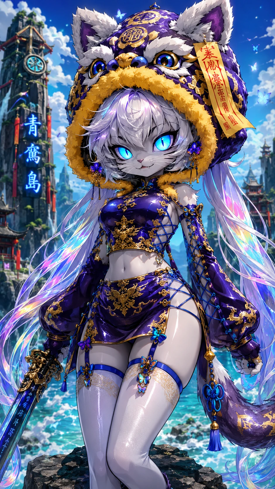 Guerrero Felino Antropomorfo con Capucha de Bestia Guardiana