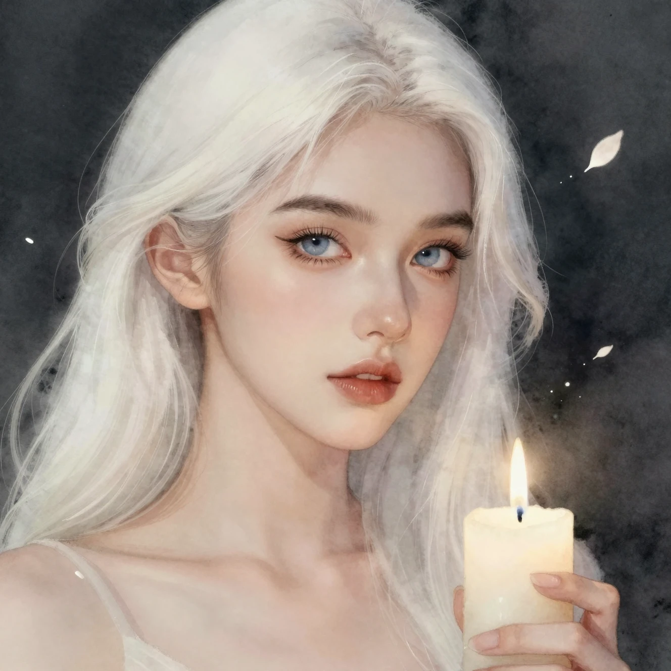 Retrato etéreo de una joven sosteniendo una vela