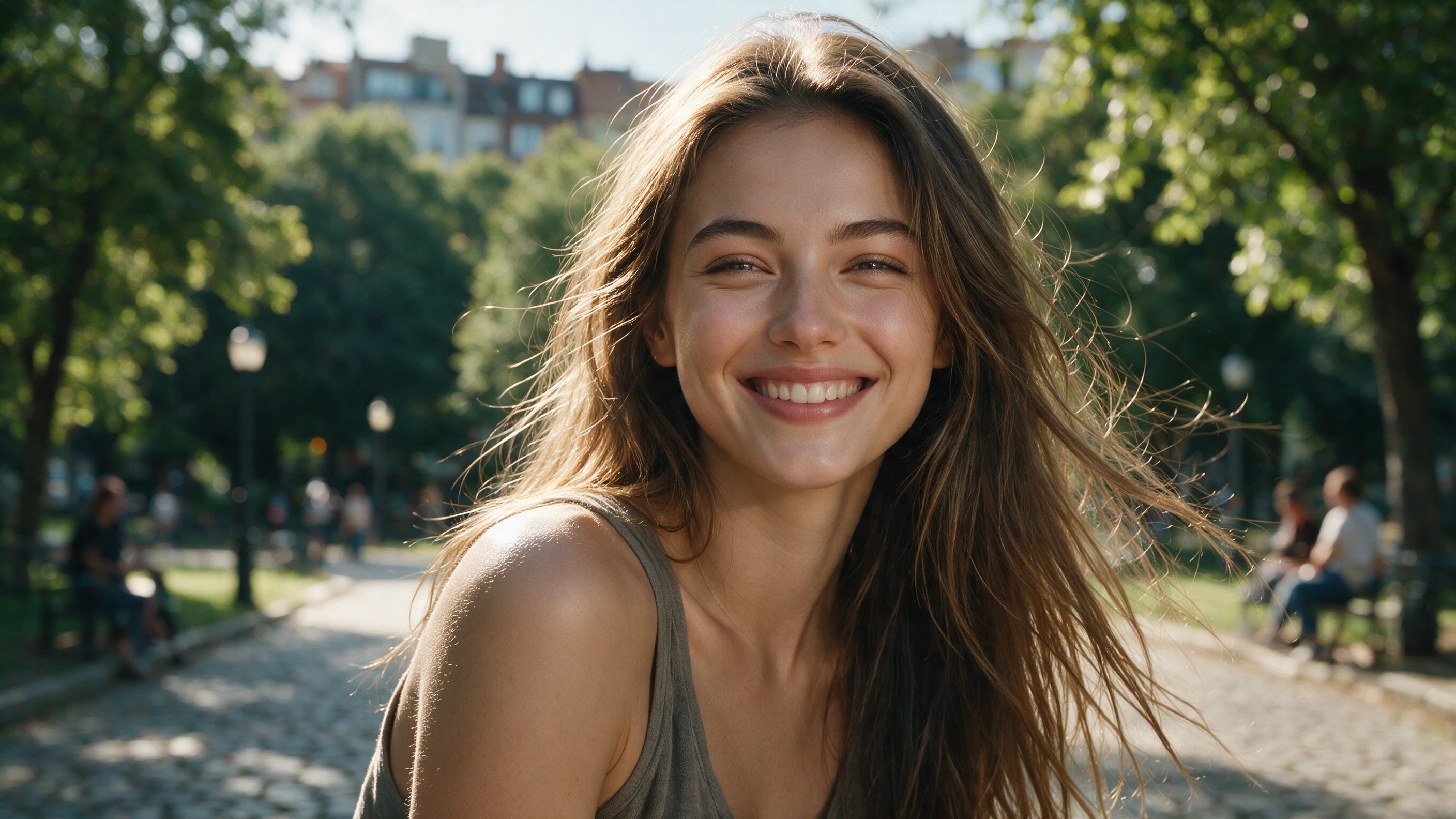 Retrato de joven sonriente con iluminación lateral suave
