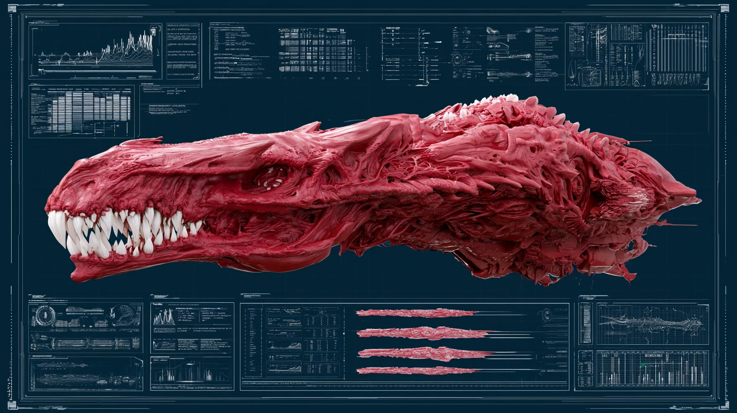 Alien skull warship with organic exoskeleton in space