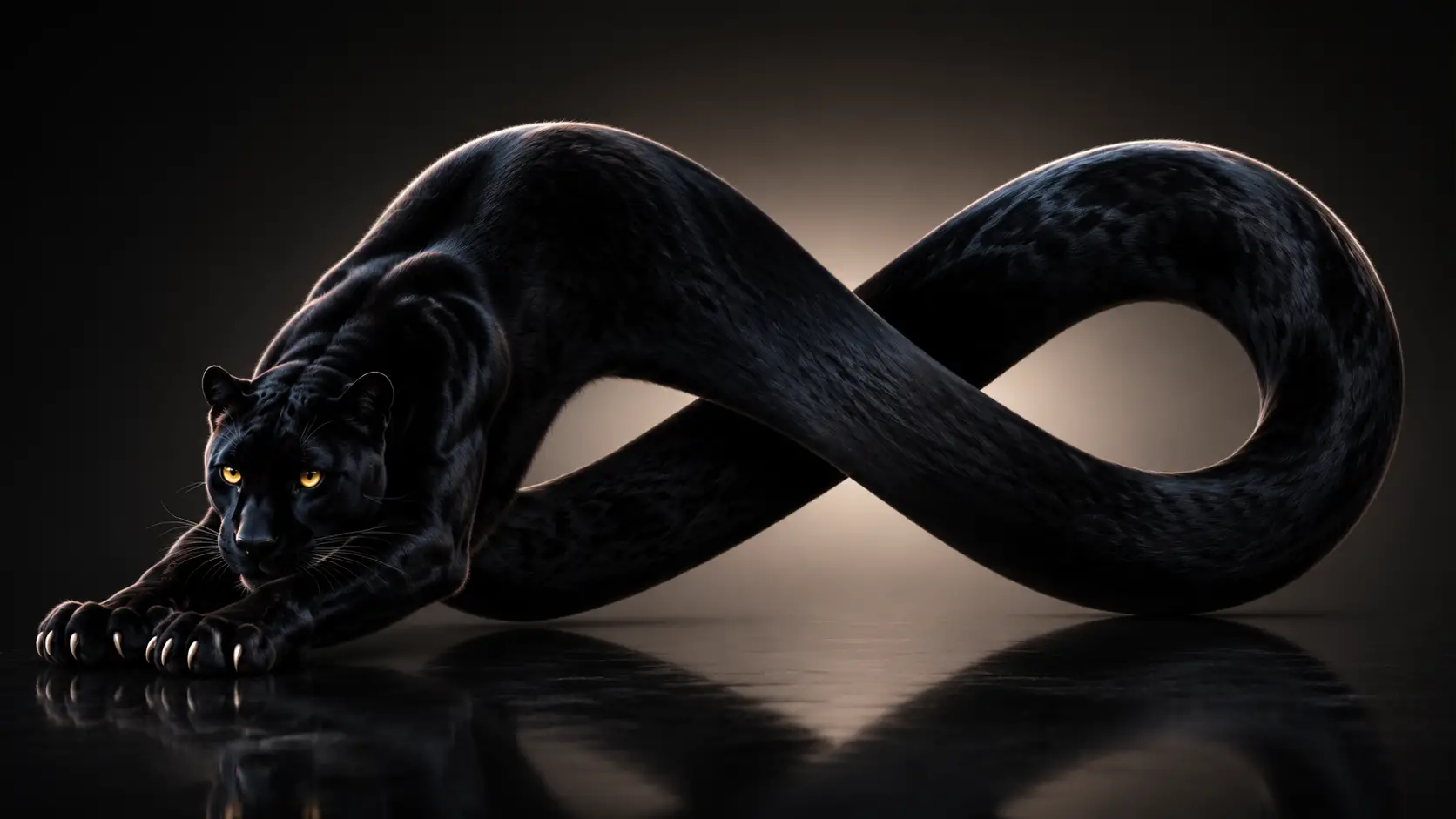 Black panther twisted into an endless mobius loop
