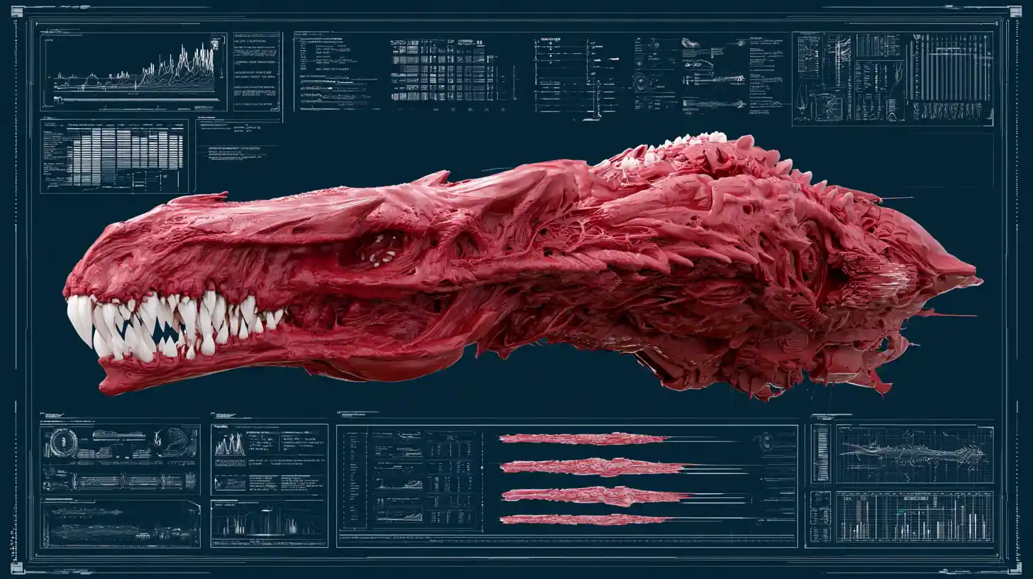 Alien skull warship with organic exoskeleton in space