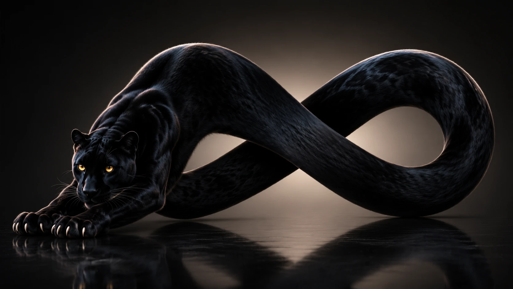 Black panther twisted into an endless mobius loop