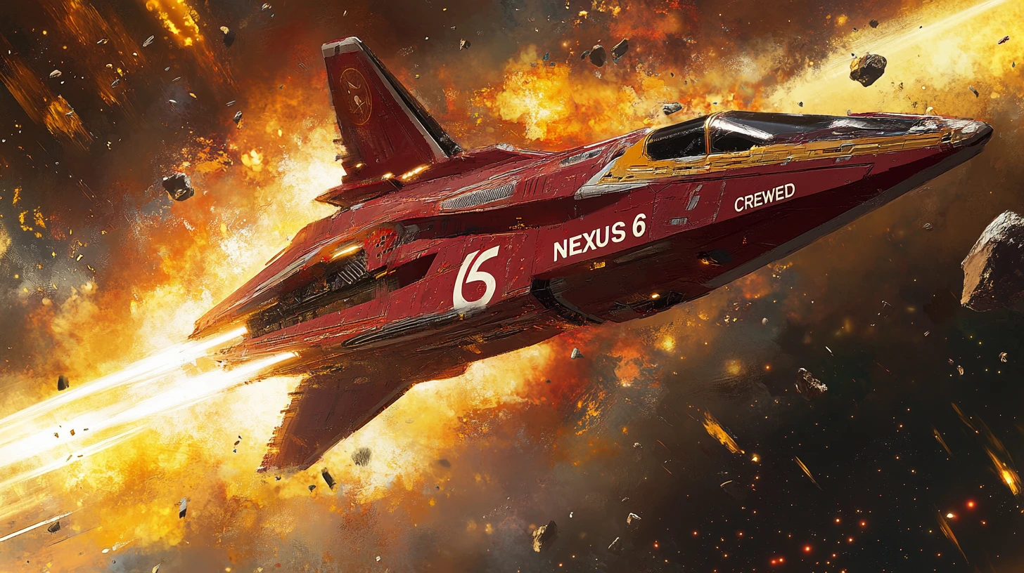 Nave de ataque explotando cerca de la nebulosa de Orión