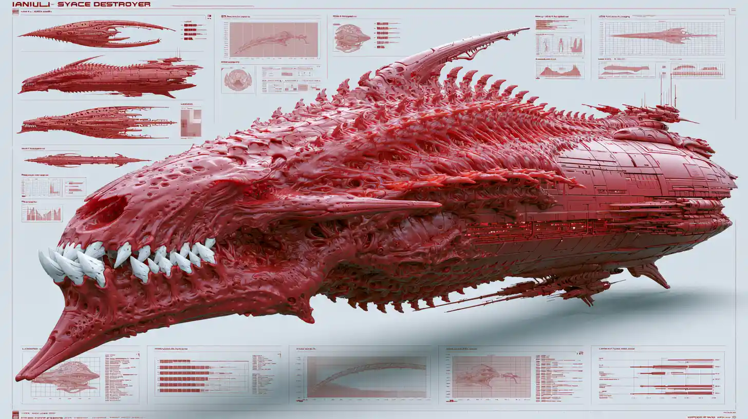 Alien skull warship concept with organic armored hull