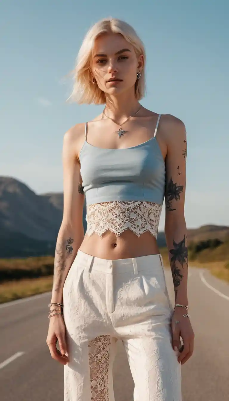 Serene nordic girl portrait in warm sunlit fashion