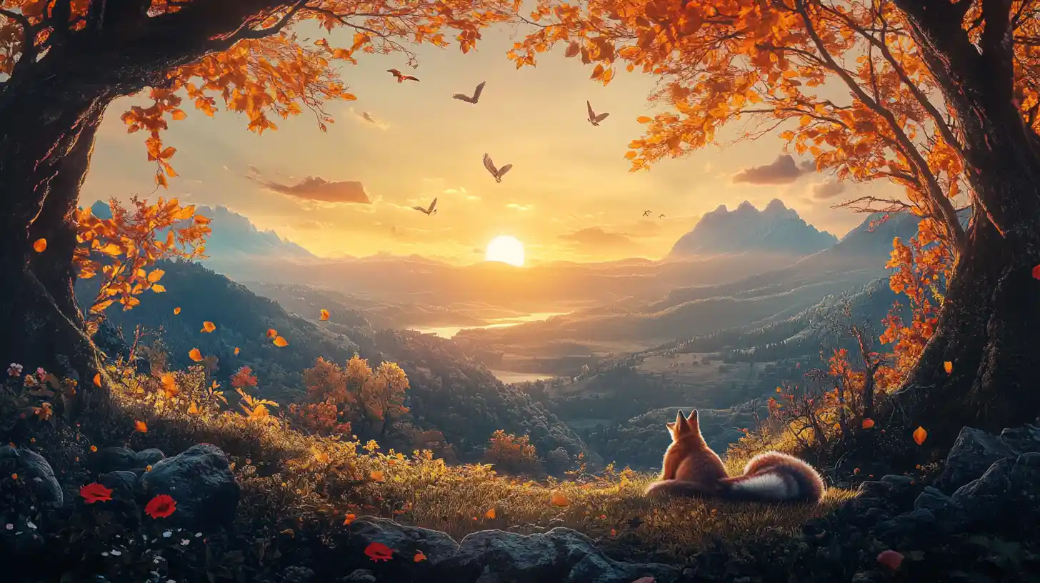 Panorama-Landschaft, die eine sanft umarmende Silhouette formt