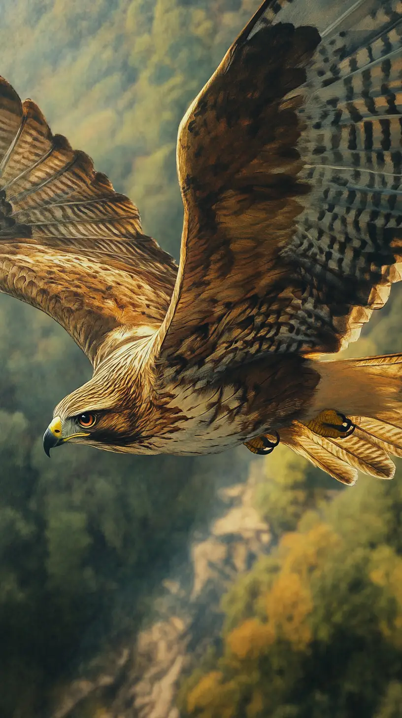 Hawk Pausing Mid Perch With Soft Painterly Lighting