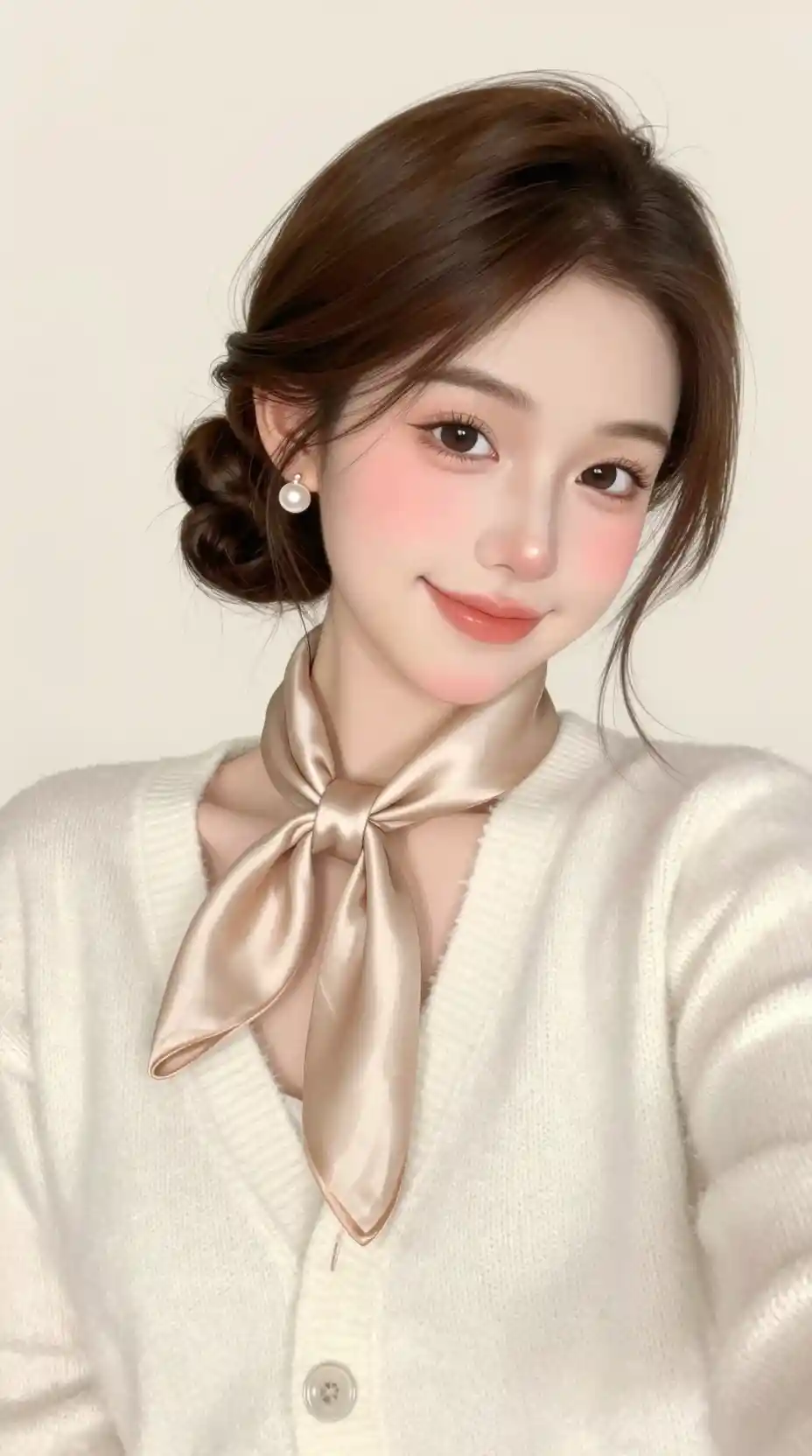 Retrato de chica elegante en suaves tonos pastel de invierno