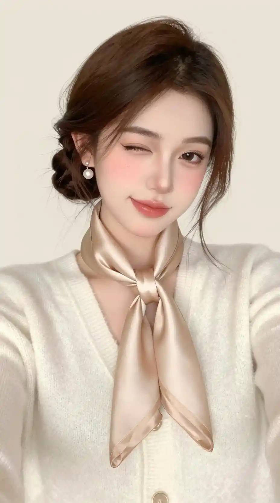 Elegantes Mädchen-Selfie in pastellfarbener Wintermode Illustration