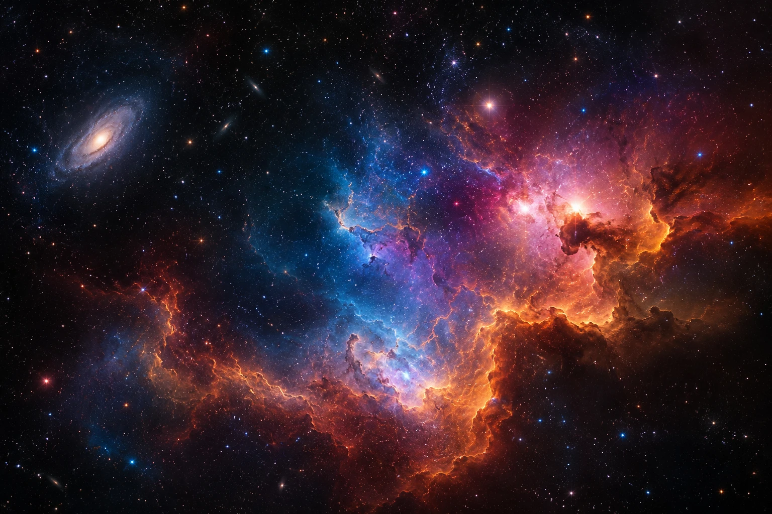 Vista 3D vibrante de galaxias, nebulosas y estrellas