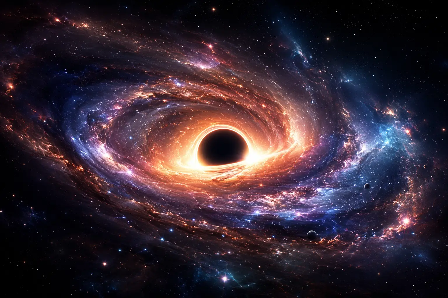 Galaxy and black hole fused in cosmic wonder