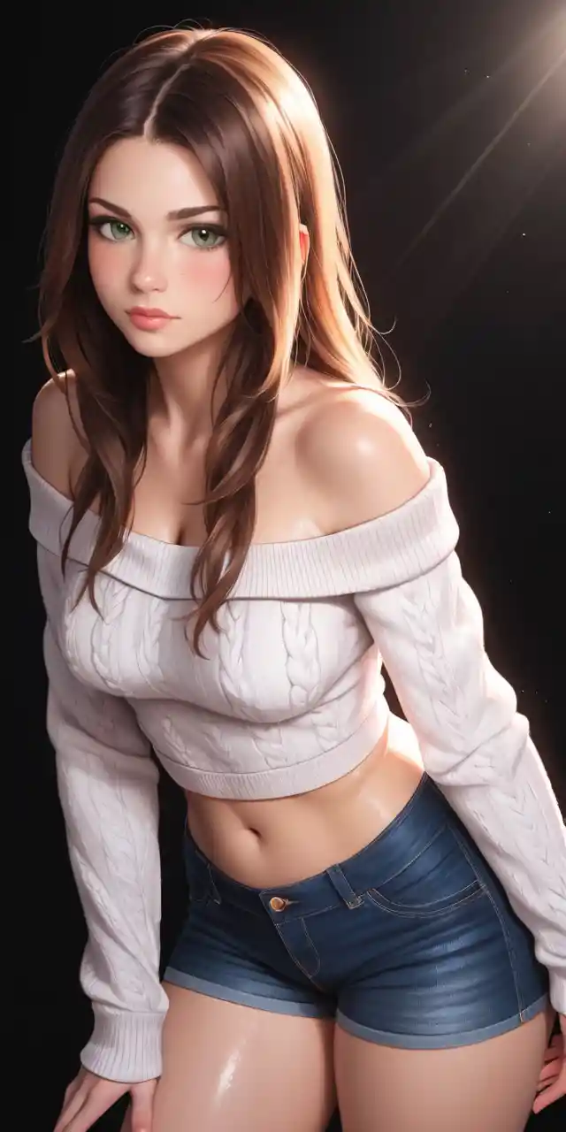 Close up portrait of a pretty brunette woman