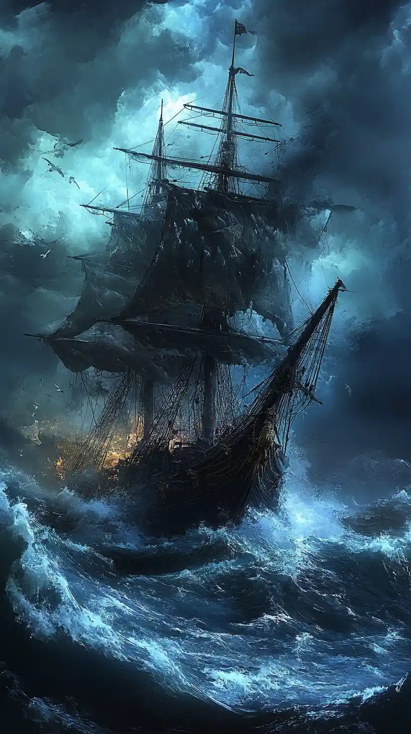 Surreal ocean scene evoking baptism and descent into waves