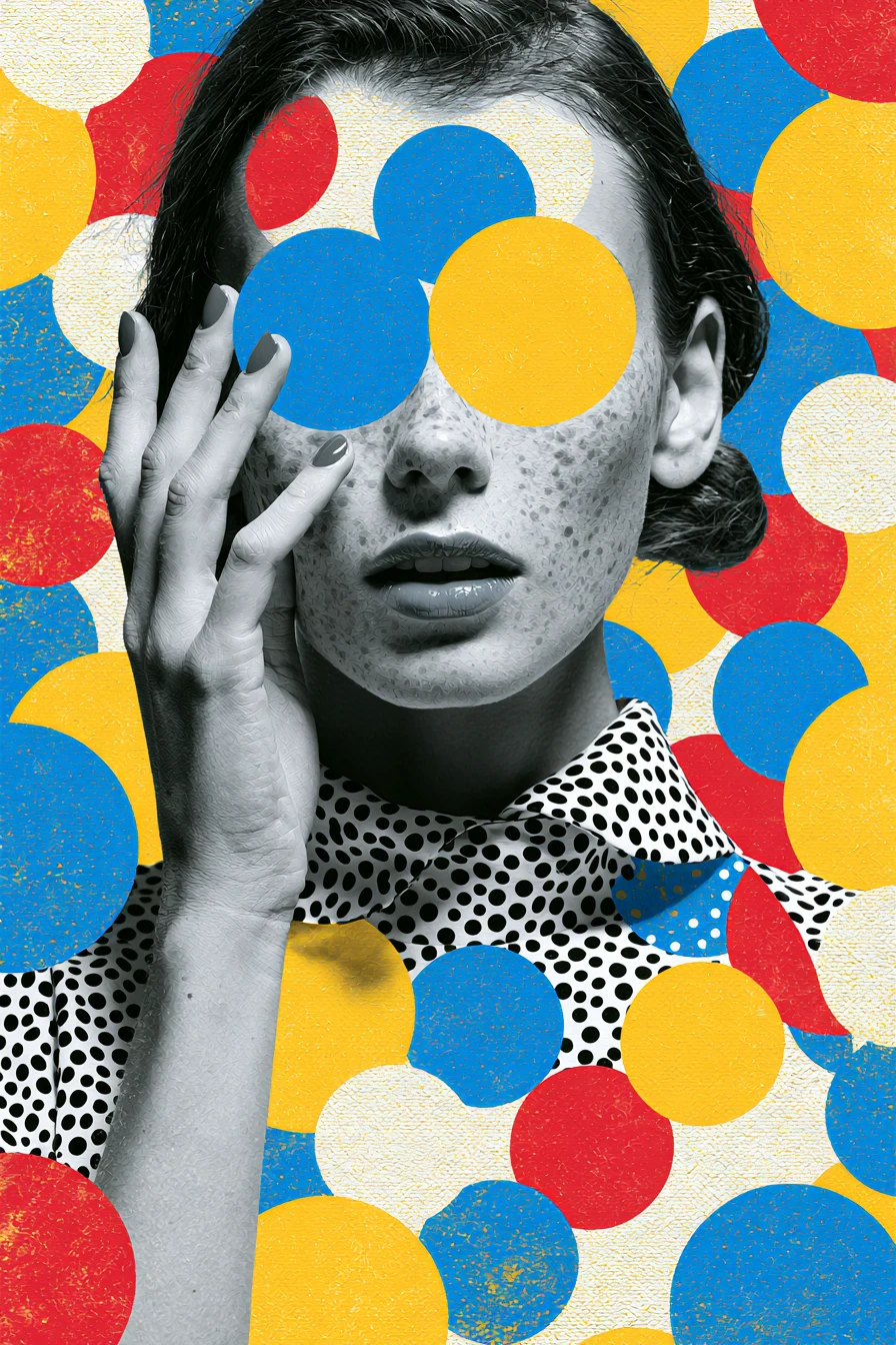 Colorful surreal scene about searching for hidden happiness
